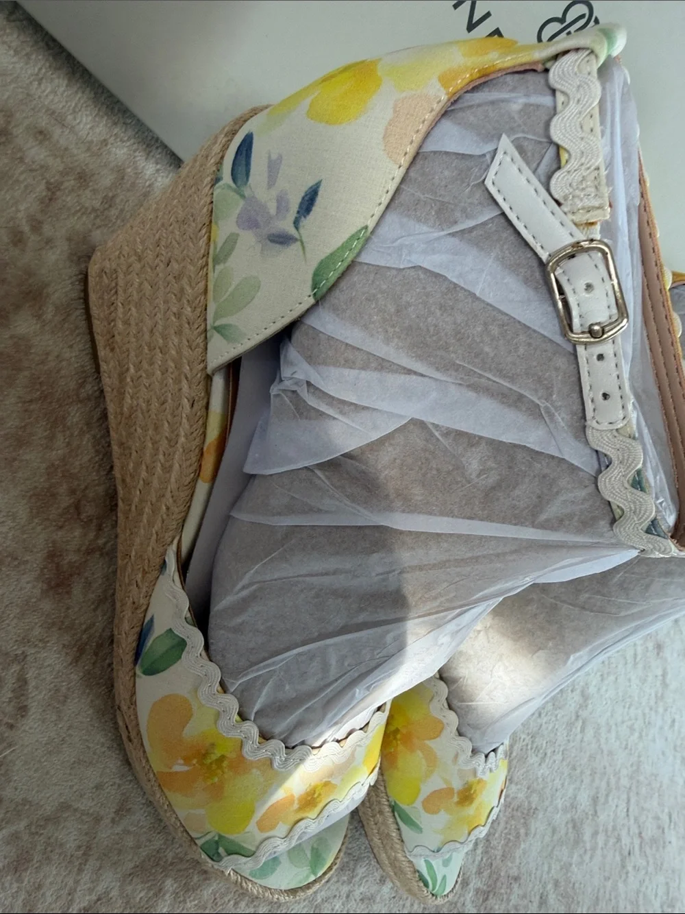 Bandolino Yellow Floral Espadrille Wedge Sandals